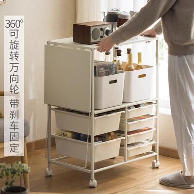 置厨房餐202313边柜多层移物架落地式收纳储物柜多功能客厅推可动