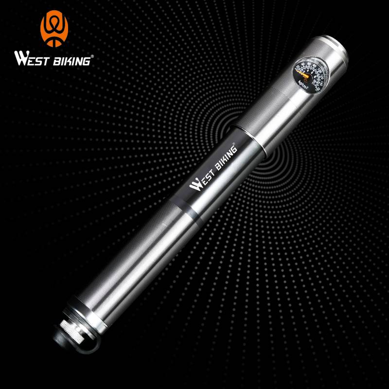 自行车打气筒高压便携公路山地车折叠迷你充气筒美法嘴气压表篮球