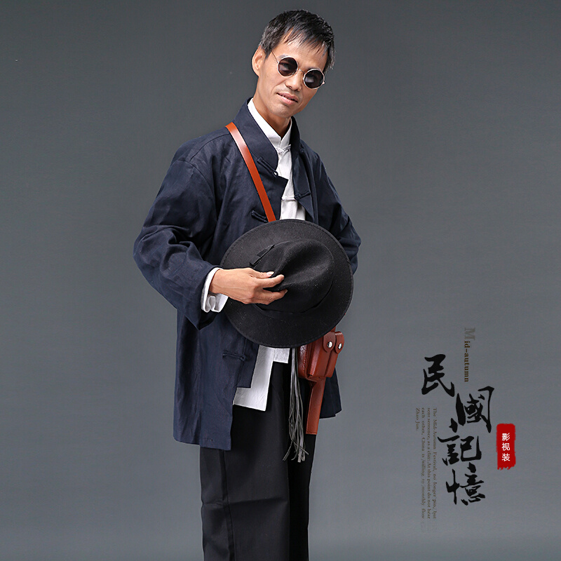 影视古装棉麻民国男舞台剧服装日本汉奸翻译官剧组群演古装演出服