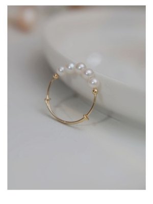 欧美风珍珠戒指女适合食指排戒ins小众设计时尚个性可调节仿珍珠
