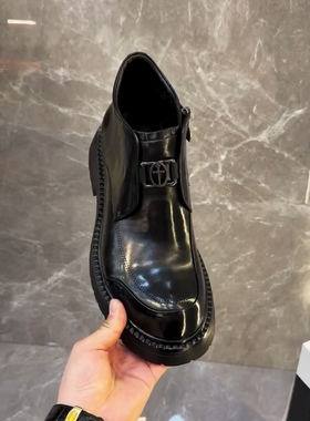 62115新品男士高帮切尔西纯皮平底休闲皮鞋舒适男鞋高级感百搭