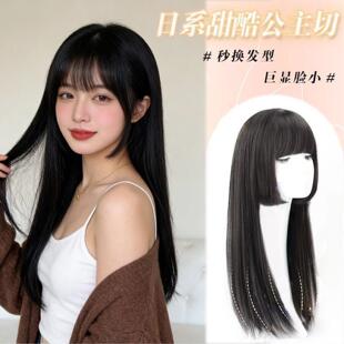 公主切假发全头套切自然仿全真人发新款日系姬发中长发微卷假发套