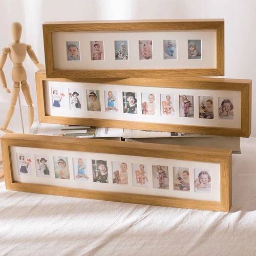 儿童证件照成长相框1到18岁空框带玻璃收纳纪念摆台一两寸照相框