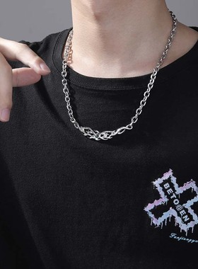 原创荆棘绿叶设计高级感项链男潮辣妹甜酷轻奢小众中性风锁骨链女