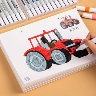 儿童涂色画本交通工具挖掘机工程车幼儿园宝宝专用涂鸦填色画画本