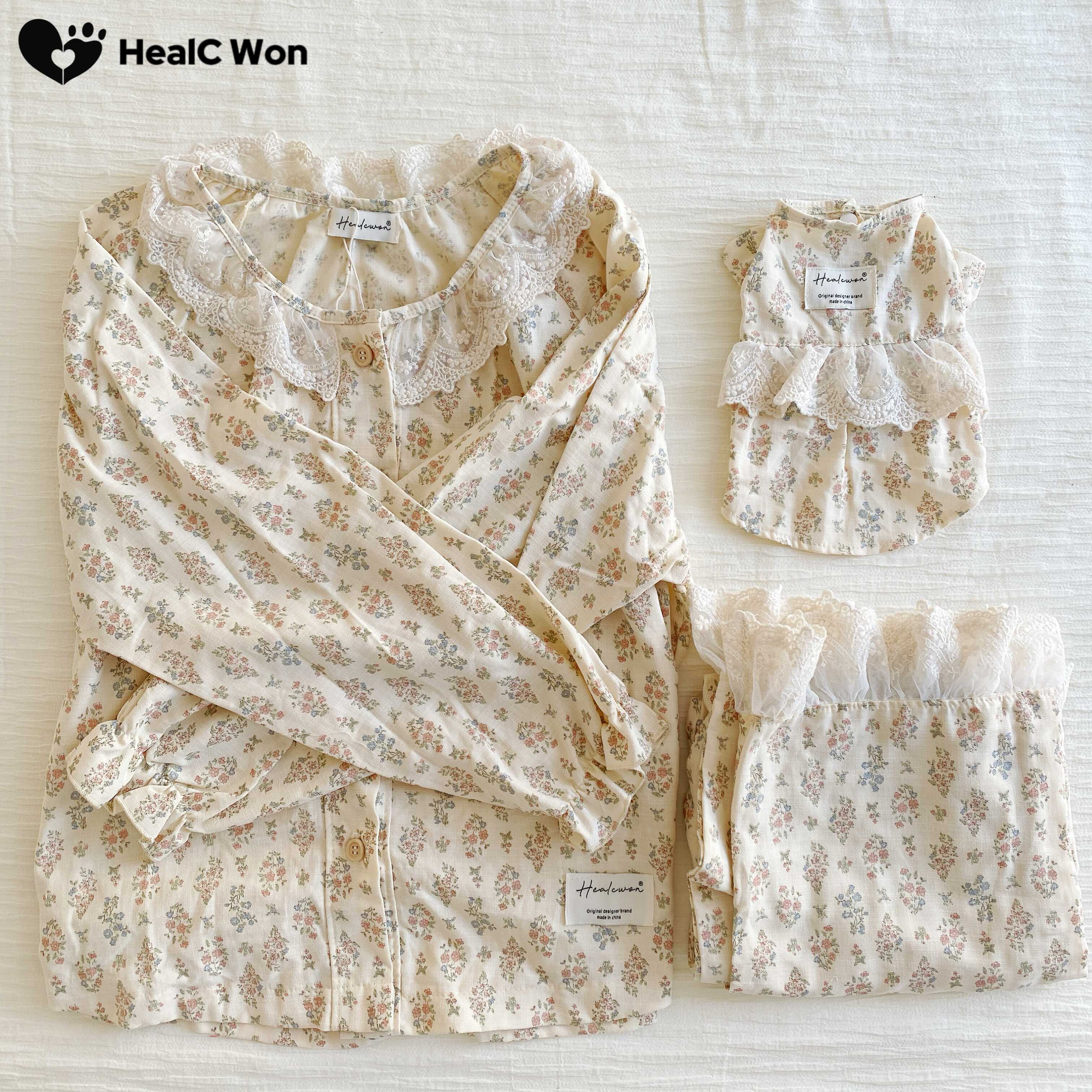 原创碎花韩系ins纯棉蕾丝家居服