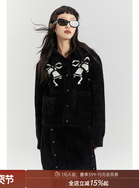 DIDDI MODA新年特辑-一眼吸睛の蝴蝶结冬日黑色针织套装 K117