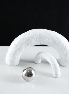 水晶大理石纹黑白抽象摆件艺术雕塑样板房间家居桌面软装饰品摆设