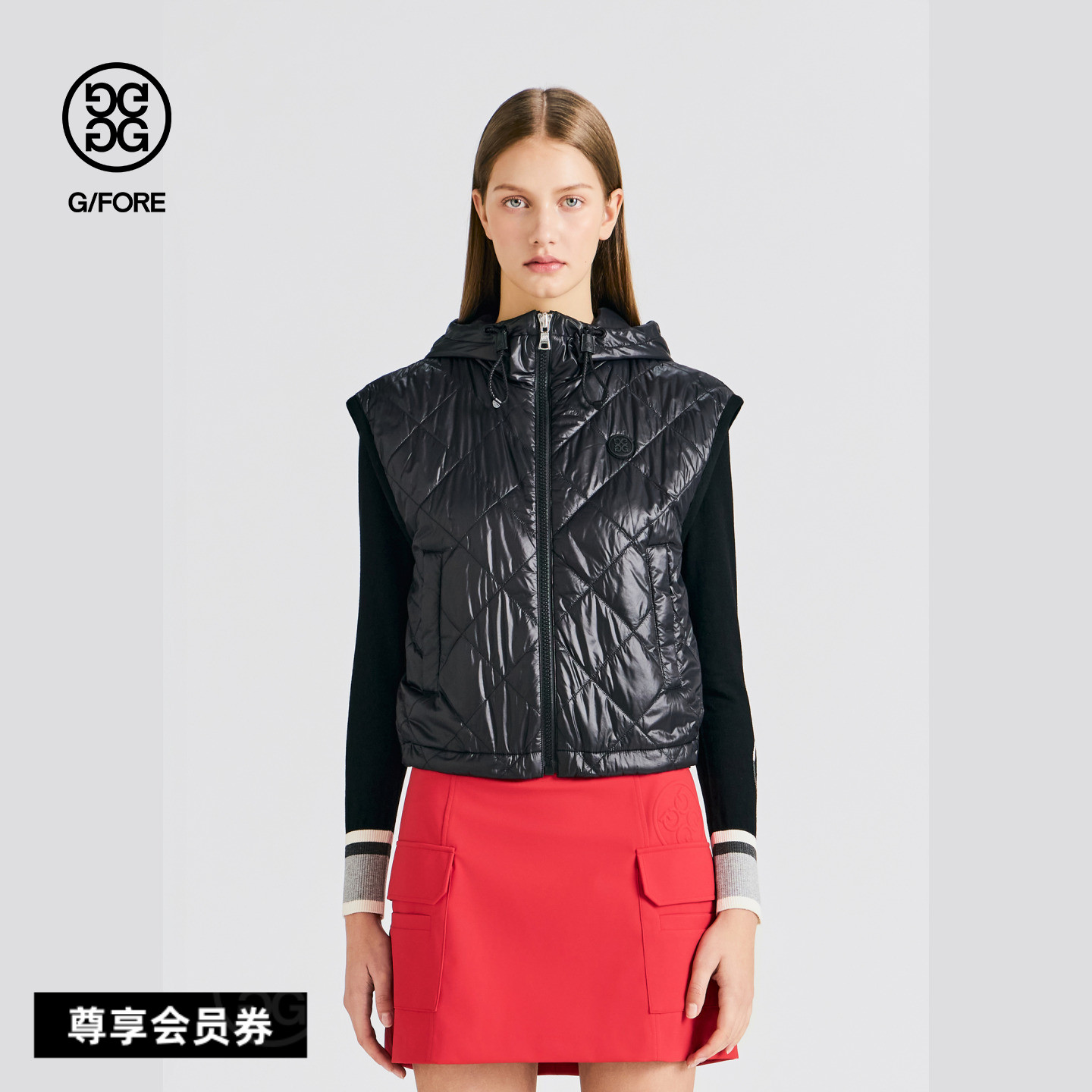 G/FORE吉福官方早秋新品女士高尔夫服装HOODIE VEST连帽棉马甲