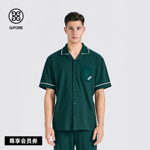 G/FORE吉福官方早秋新品男士高尔夫服装EMBROIDERED短袖衬衫