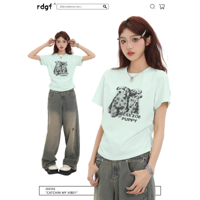 巧克力穿搭正肩短袖t恤女夏季