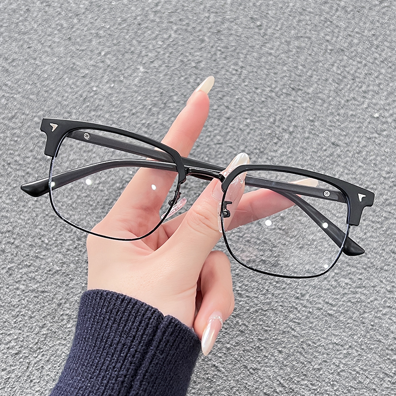 半框眼镜近视男可配有度数防蓝光护目斯文理工男眼镜框眼睛架