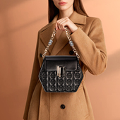 路易卡迪六角形压花链条斜挎包送老婆礼物