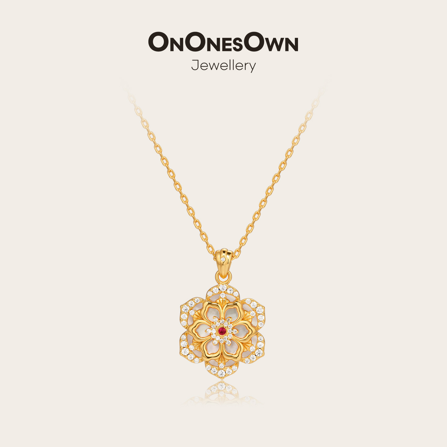 ONONESOWN好运莲莲红宝石项链