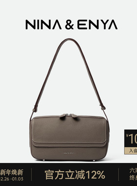 NINA ENYA/妮娜恩雅信箱包大号波士顿包大容量休闲纯色单肩斜挎包