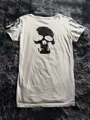 Lgb Pioneer Visual Series Bedrock Ultra Rare Skull Print Punk Style Couple Crew Neck Short Sleeve T-Shirt