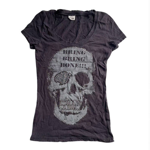 LGB 视觉D.I.A系列 骷髅印花+烫钻 朋克风格 短袖T恤 男女同款