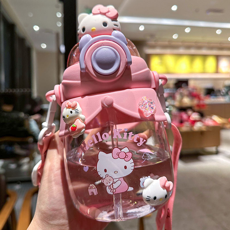 hellokitty杯子学生上学专用tritan水杯塑料耐高温凯蒂猫吸管杯女