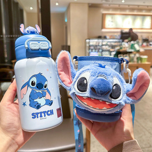 史迪仔保温杯儿童上学专用316不锈钢带杯套小学生水杯迪士尼杯子