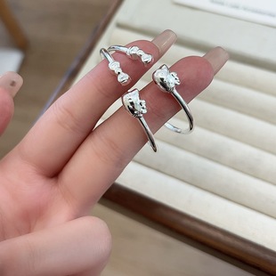 香港正生纯银999足银宝宝手镯卡通KT可爱开口婴儿小孩周岁见面礼