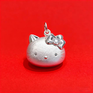 香港正生纯银999足银KT锁包吊坠项链儿童可爱卡通儿童节生日礼物