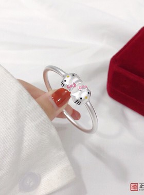 香港正生女纯银helloKitty手镯