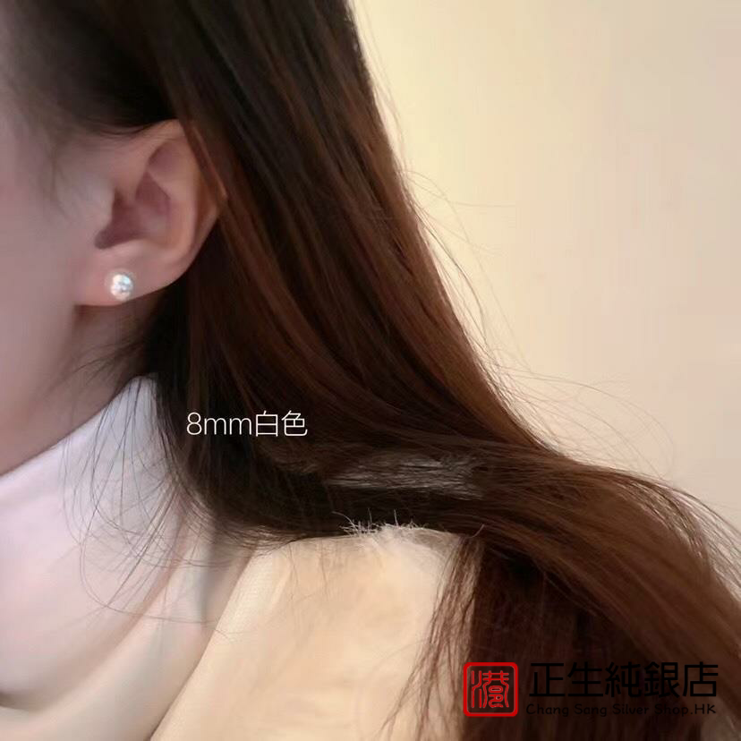 香港正生纯银s925日韩复古简约小众设计珍珠耳钉女时尚冷淡风气质
