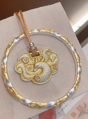 香港正生纯银999足银描金玫瑰花开口手镯复古民族风2025年新款礼