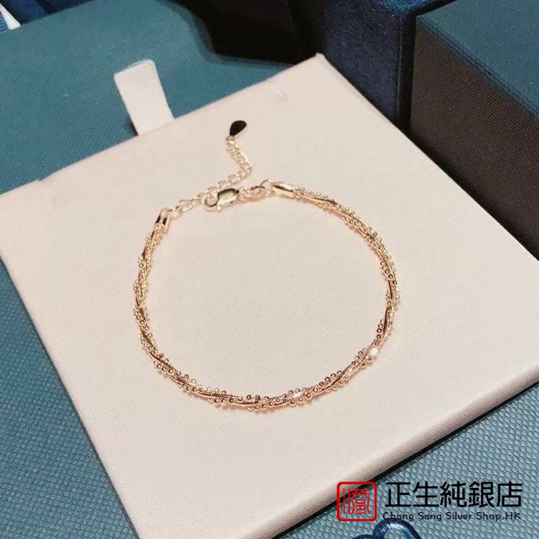 香港正生s925纯银满天星编织麻花扭纹手链时尚简约气质百搭送女友