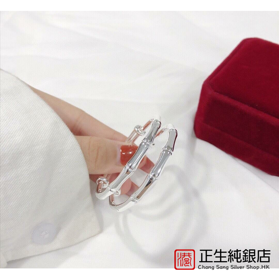 香港正生纯银S999竹节足银手镯婴儿童男女小孩满月百日生日礼物品