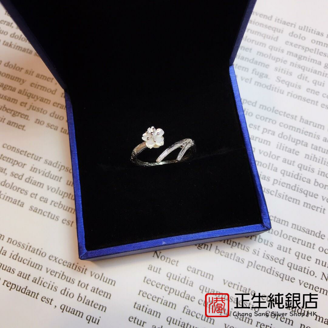 香港正生银饰s925纯银花藤小花戒指时尚百搭指环送女友送闺蜜礼物