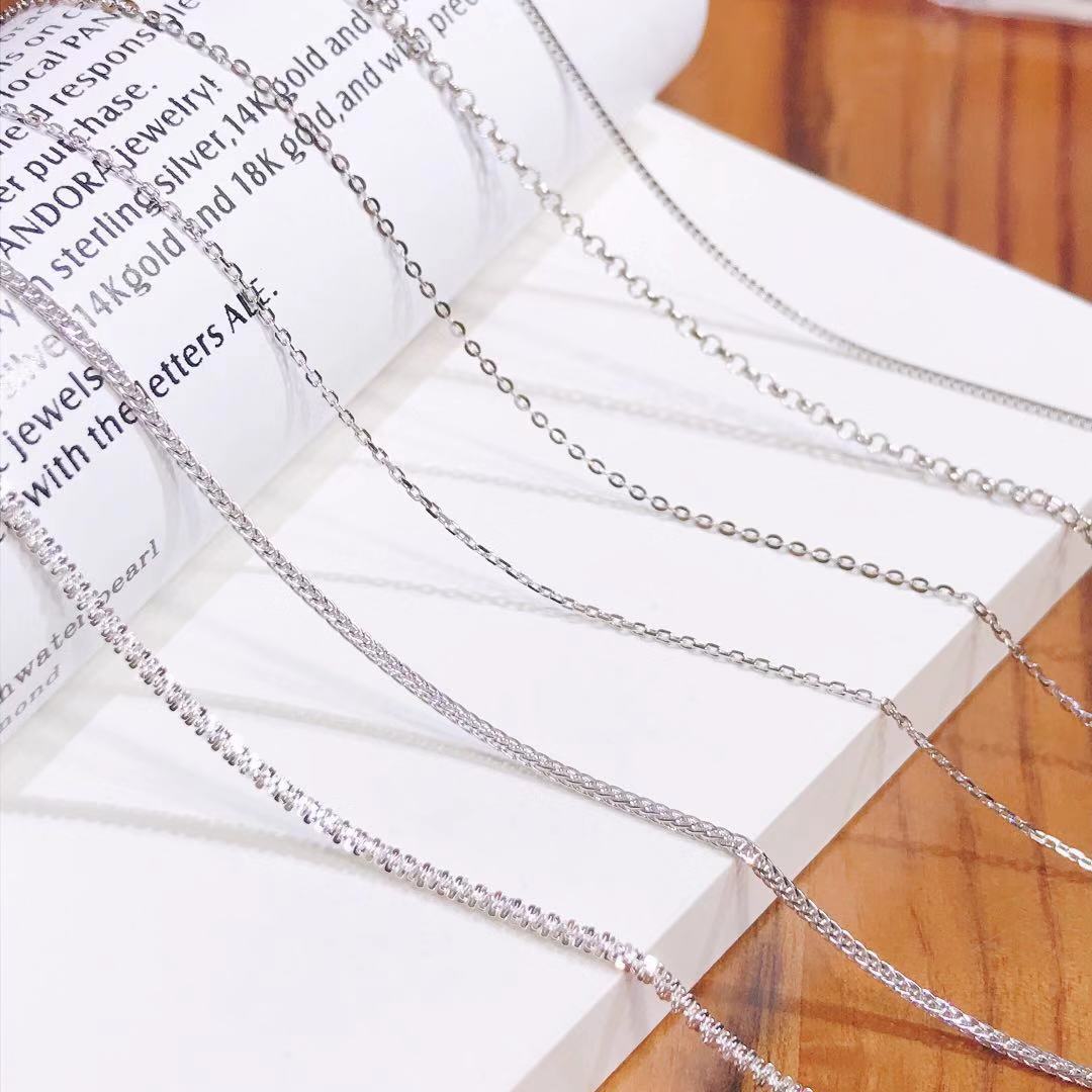 香港正生纯银厂家直供批发S925银素链盒仔链闪o十字珍珠链满天星