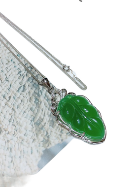 香港正生纯银S925金枝玉叶玉髓银吊坠时尚福禄玉髓女款挂坠