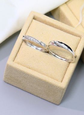 香港正生纯银厂家直销 S925纯银戒指男女 简约纽纹韩风款情侣对戒