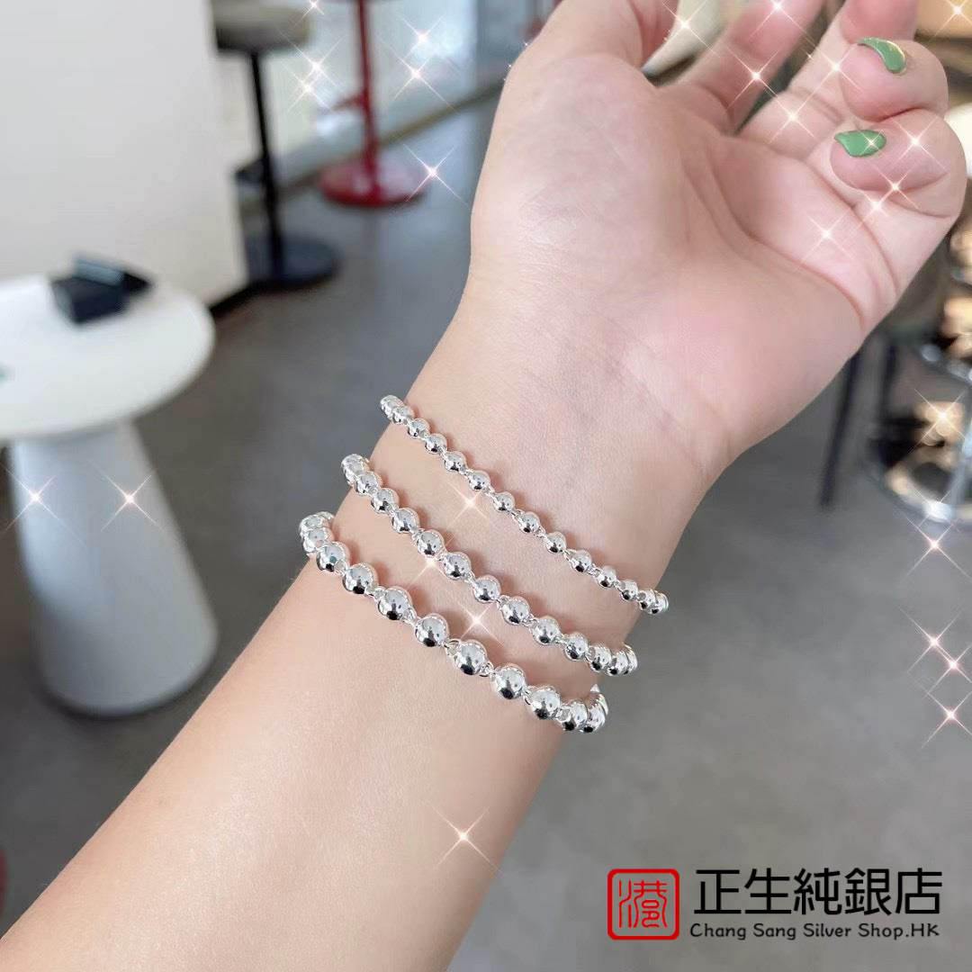 香港正生s925纯银光珠手链转运珠招财简约气质小清新森系礼物女饰