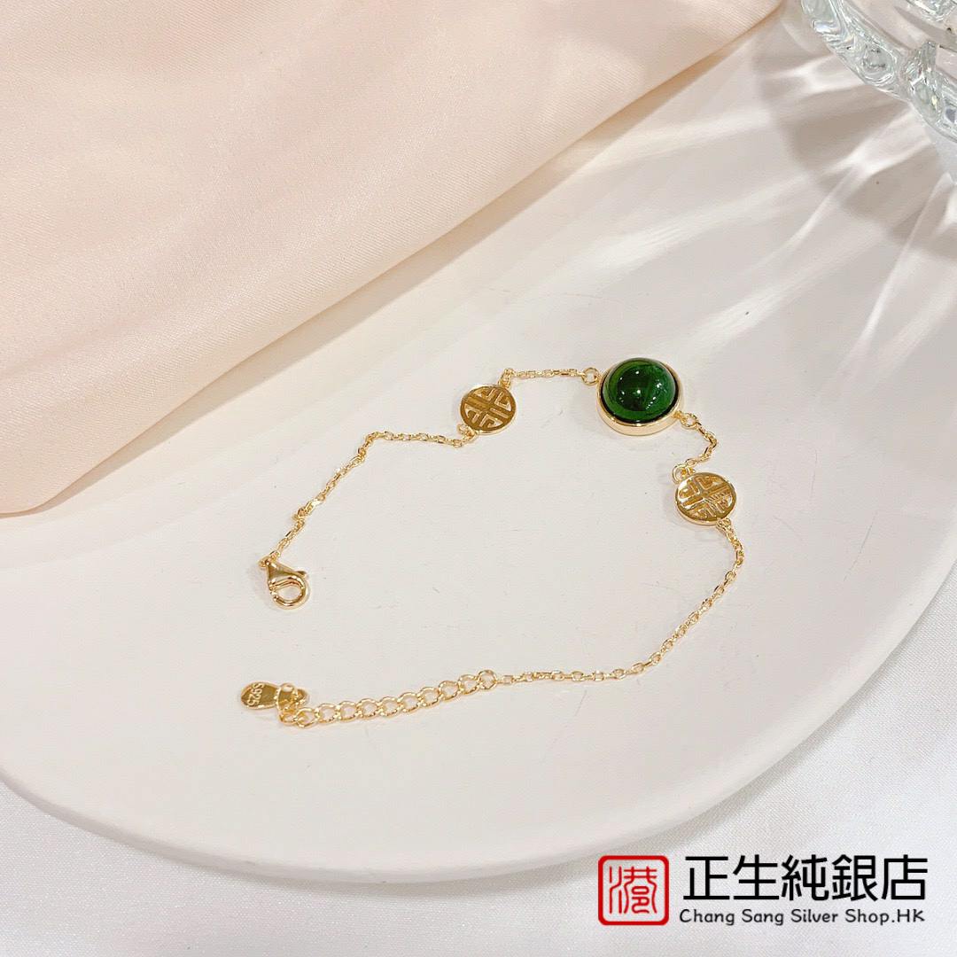 香港正生银饰s925天然和田玉手链女时尚2022年新款轻奢精致手链