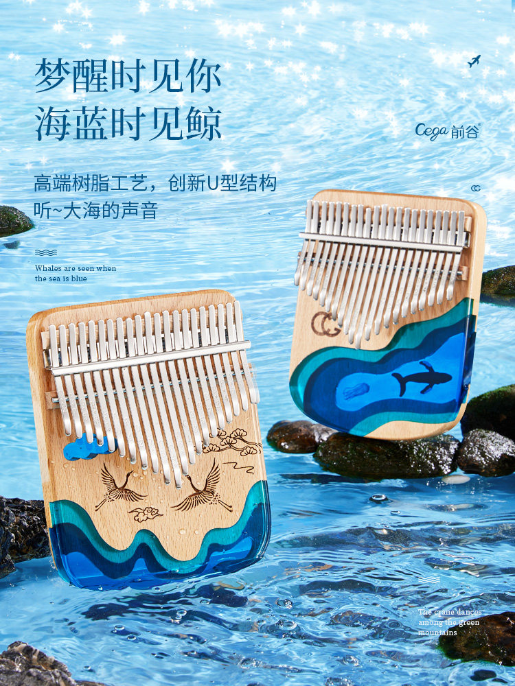 CEGA KALIMBA 엄지 피아노 초보자를 위한 크리스탈 투명 다섯 손가락 피아노 21 톤 엄지 피아노 17 톤 여자 악기