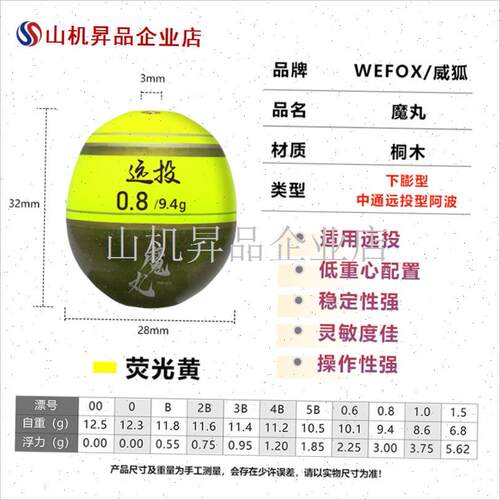 WEFOX威狐g魔丸阿波矶浮波高灵敏度海钓浮漂RP带孔小型梧桐木阿.