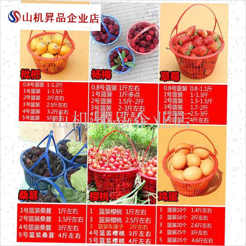 包邮圆形塑料草莓篮水果杨梅篮子CB带提手桑葚采摘筐W蓝莓枇杷鸡.