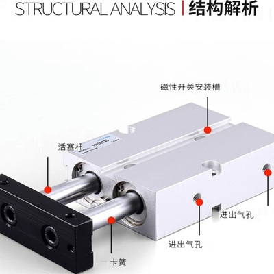 亚德客同款双轴气缸TN10XTN16X5105202530354045506070758090125S