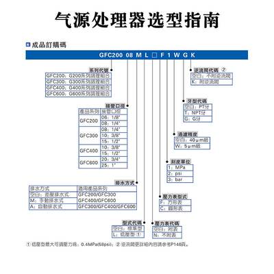 亚德客GFC调压过滤器 GFC20006F1 GFC20008F1 GFC30010F1 二联件
