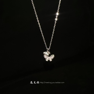 《追梦》999纯银蝴蝶项链女轻奢小众设计感锁骨链送闺蜜生日礼物