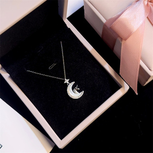 月亮独角兽马年纯银项链女本命年轻奢小众高级感锁骨链送女生礼物