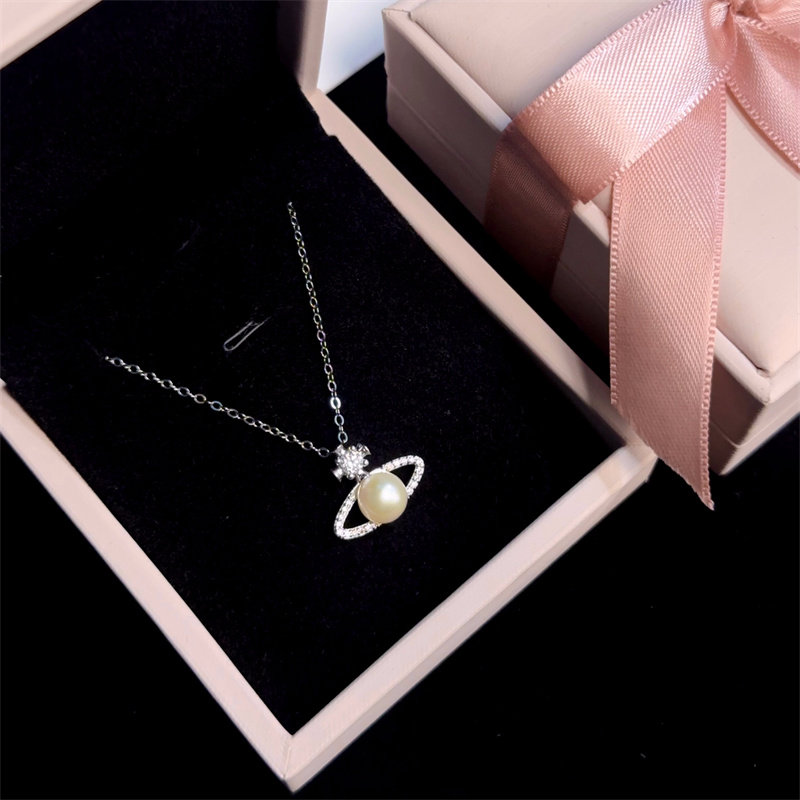 珍珠土星纯银项链送闺蜜生日礼物