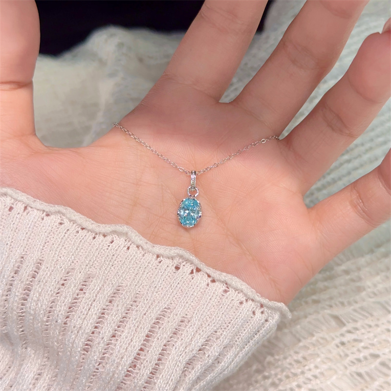 原创设计海蓝宝项链送闺蜜礼物