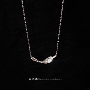 S925纯银秦彻羽毛项链女新款轻奢小众设计锁骨链送闺蜜生日礼物