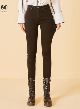 加sp6K-NZ4318牛仔裤灰小女脚经典绒保暖新秋冬士直筒裤显瘦弹力