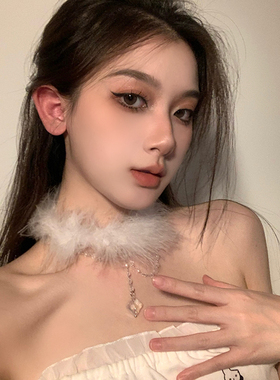 BXA纯欲天菜氛围感羽毛项链