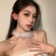 BXA新年纯欲羽毛项链女毛绒choker颈链锁骨链高级感小众毛衣链