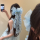 BXA蓝色铃兰花蝴蝶结发夹女高级感超仙蕾丝头饰发卡长款 发饰女
